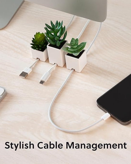 U Brands Adhesive Faux Succulent Cord Organizers, Set of 3, Kitchen Gadgets Cable Management, Office Desk Accessories, Office Supplies, Assorted Colors