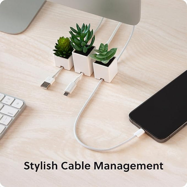 U Brands Adhesive Faux Succulent Cord Organizers, Set of 3, Kitchen Gadgets Cable Management, Office Desk Accessories, Office Supplies, Assorted Colors
