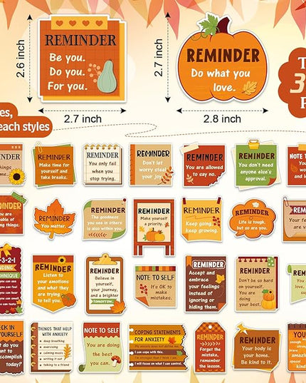 300 Pcs Mental Health Stickers Holiday Positive Affirmation Decor Inspirational Motivational Encouraging Care Quote Decals for Laptop Water Bottle Students Teens Adults(Thanksgiving)