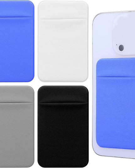 4 Pcs Phone Wallet Stick on, Wallet Sticker for Back of Phone Black Phones Wallets, Flat Thin Wallets Key Holder Credit Card Holder Suitable for Most Smart Phones