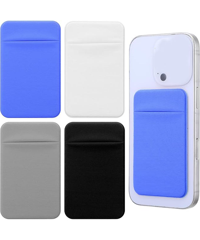 4 Pcs Phone Wallet Stick on, Wallet Sticker for Back of Phone Black Phones Wallets, Flat Thin Wallets Key Holder Credit Card Holder Suitable for Most Smart Phones