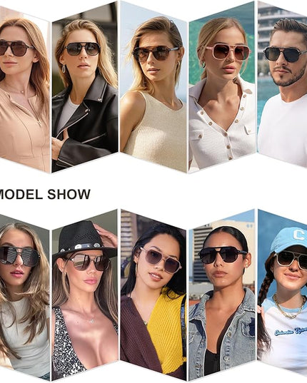 SOJOS Retro Trendy Aviator Polarized Sunglasses Men Women Vintage 70s Square Stylish Frame Sun Glasses SJ2283