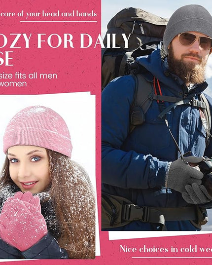 Tarpop 96 Pcs Winter Beanies and Gloves Bulk, Cold Weather Unisex Winter Hat and Gloves for Homeless Men Women