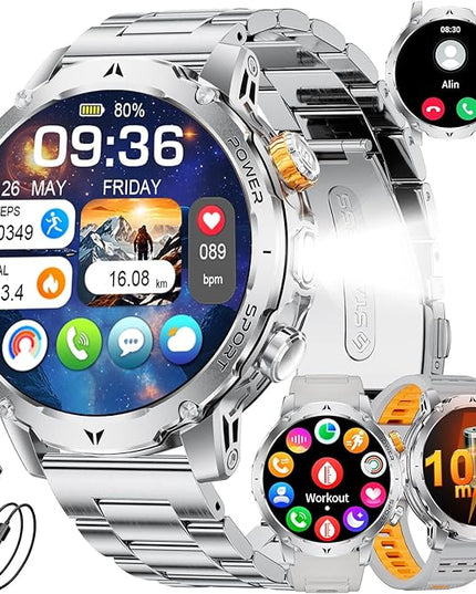LIGE Smart Watch for Men with 1000mah,1.7" Smartwatch with 100+ Sports Modes,Flashlight,Health Tracker,IP68 Waterproof, Smart Watch for Android iOS Silver