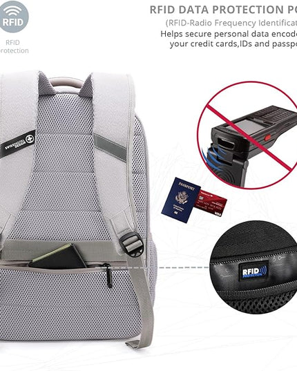 Swissdigital Design Business Laptop Backpack, College Laptops Backpack with USB Charging Port for Men and Women Fits 16 Inch Notebook, Mauve Grey | SD1670-05