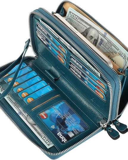 Lavemi Small Compact Women Wallet RFID Blocking Genuine Leather Bifold Purse with ID Windows
