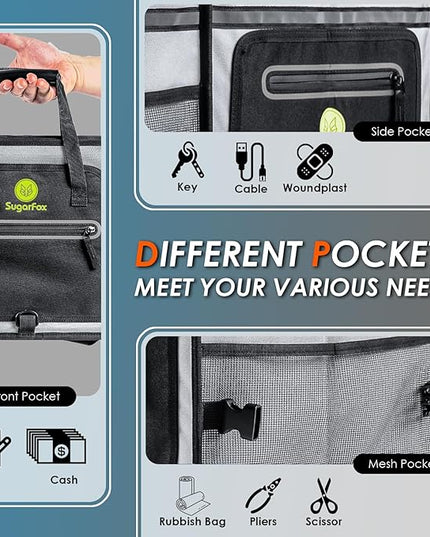 95L Car Trunk Organizer & Storage With 26L Ice Pack, Waterproof Foldable | Trunk Organizers for SUVs & Cars, Car Storage Organizer, Great Gift for Drivers (Gray-M004)
