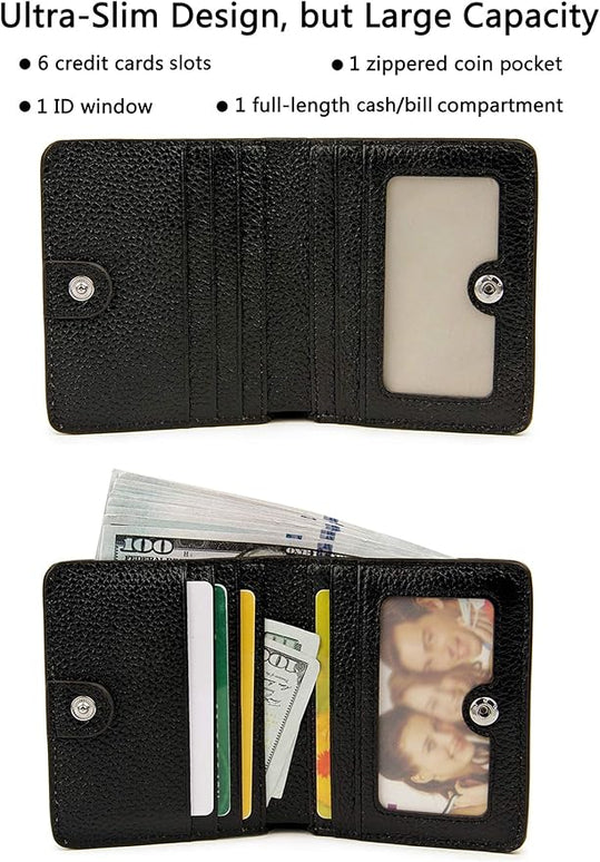 AINIMOER Small Leather Wallet for Women, Ladies Credit Card Holder RFID Blocking Women's Mini Bifold Pocket Purse