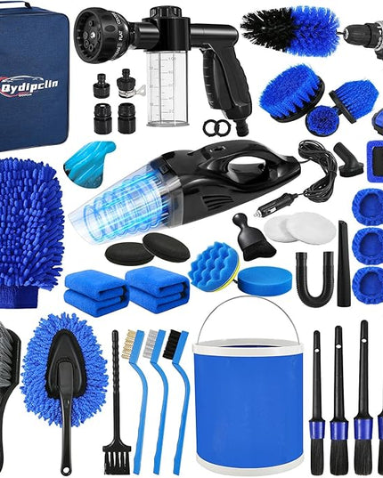 45Pcs Car Detailing Kit, Car Detailing Brush Set, Car Wash Cleaning Kit, Car Detailing Brushes, Professional Car Care Kit for Interior Exterior Wheels, Blue