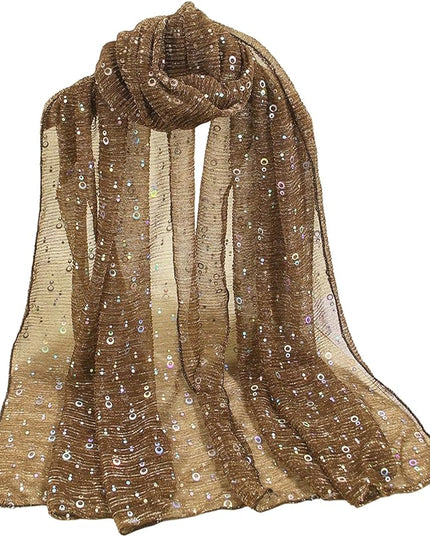Floerns Women's Sequin Bandana Square Scarf Silk Scarves Mesh Shawl and Wrap for Evening Dresses