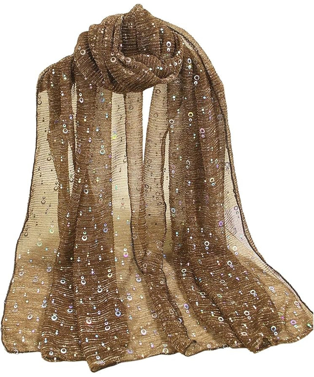 Floerns Women's Sequin Bandana Square Scarf Silk Scarves Mesh Shawl and Wrap for Evening Dresses