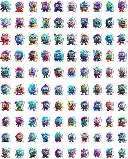 200PCS Cute Monster Stickers for Water Bottle Decor,Vinyl Waterproof Stickers for Scrapbooking,Laptop Decor,Adult,Birthday Gift,Classroom Prizes,Guitar,Bike,Luggage,Skateboard,Refrigerator Decoration