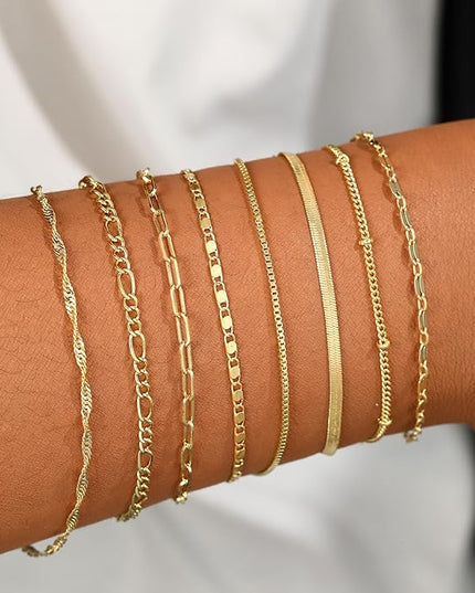 BERISO Gold Bracelets for Women, Elegant Adjustable 14K Gold Plated Bracelet for Women, Trendy Minimalist Dainty Gold Bracelet for Everyday Wear