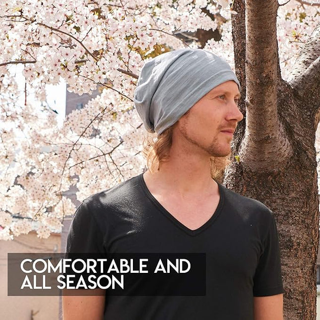 CHARM Cotton Summer Beanie for Men & Women - Slouchy Lightweight Chemo Headwear for Women, Hipster Fashion Slouchy Hat