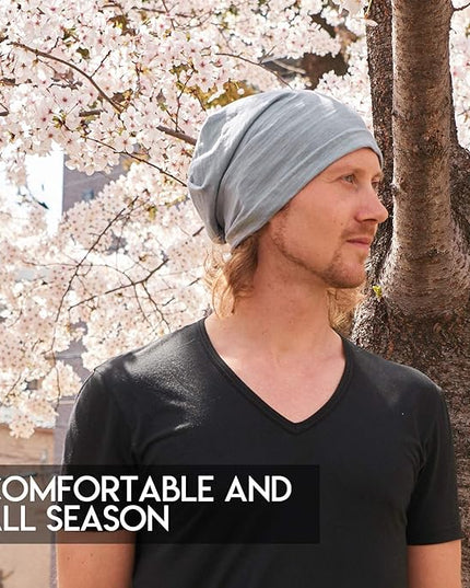 CHARM Cotton Summer Beanie for Men & Women - Slouchy Lightweight Chemo Headwear for Women, Hipster Fashion Slouchy Hat