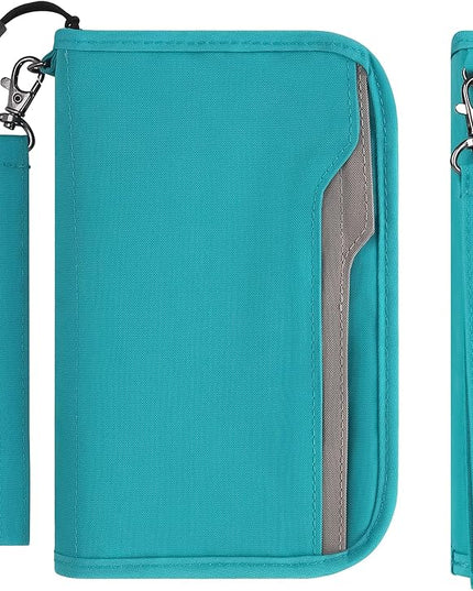 ZOPPEN Passport Holder Family RFID Passport Wallet, Passport Holder Women/Men, Travel Wallet Documents Organizer Zipper Case with Removable Wristlet Strap, Travel Essentials for Flying