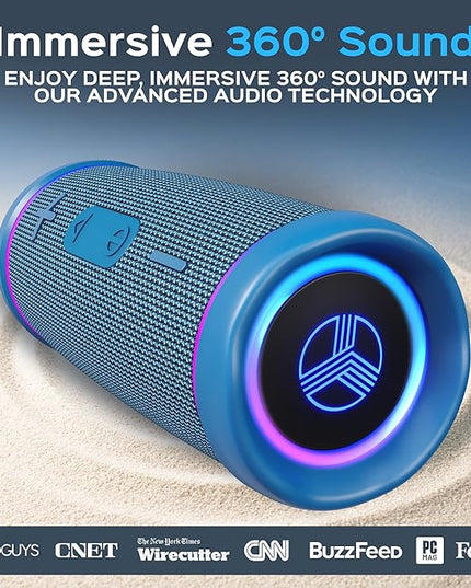 TREBLAB HD77 Bluetooth Speaker, 30W Portable Wireless Speaker with 360° Stereo Sound & Deep Bass, IPX7 Waterproof Outdoor Bluetooth Speaker, 20H Battery, TWS Pairing for Home, Beach, Pool, Camping