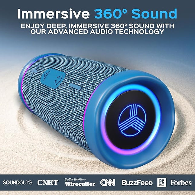 TREBLAB HD77 Bluetooth Speaker, 30W Portable Wireless Speaker with 360° Stereo Sound & Deep Bass, IPX7 Waterproof Outdoor Bluetooth Speaker, 20H Battery, TWS Pairing for Home, Beach, Pool, Camping