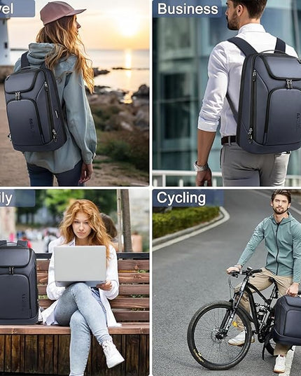 hk Business Smart Backpack for Men Anti-Theft for 17.3 Inch Laptop with USB Charging Port Water-Resistant Large Durable Compact 30L for Travel College Work-Deep Blue