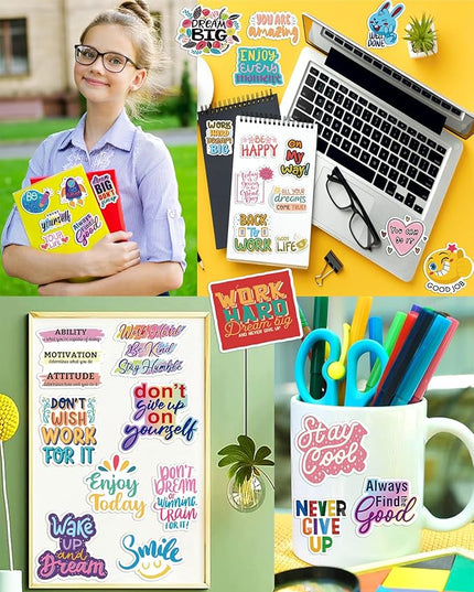 300 PCS Motivational & Positive Affirmation Sticker Pack – Inspirational Vinyl Quote Stickers for Teens, Adults & Teachers | Waterproof Decals for Water Bottles, Laptops, Journals & Scrapbooks
