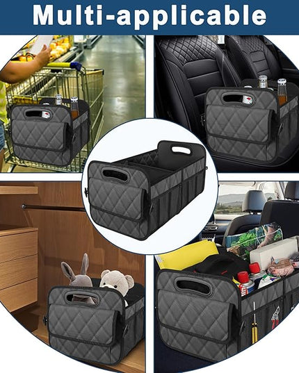 Deosk Car Trunk Organizer for SUV, Car Organizers and Storage with 6 Pocket, Car Accessories for Women/Men 70L Waterproof Polyester Trunk Organizer(Large, Charcoal)