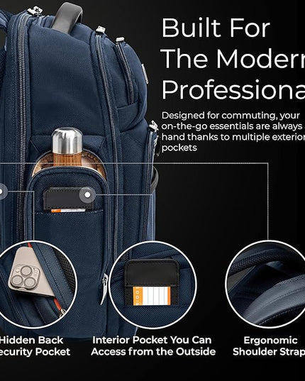 Briggs & Riley Large Cargo Backpack for Women & Men - Laptop Backpack, For Work & Travel, Spacious & Durable, Padded Straps, Fits up to 17" Laptop - @work Collection, Navy