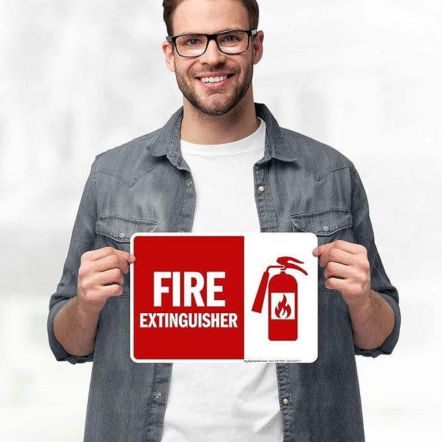 Fire Extinguisher Graphic Sign, 10x7 Inches, 4 Mil Vinyl Decal Stickers Weather Resistant, Made in USA by My Sign Center