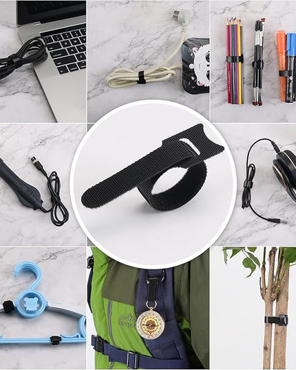 Reusable Cable Ties, 126 PCS 6 Inches Adjustable Cord Straps Wire Organizer Cord Wrap and Hook Loop Cable Management