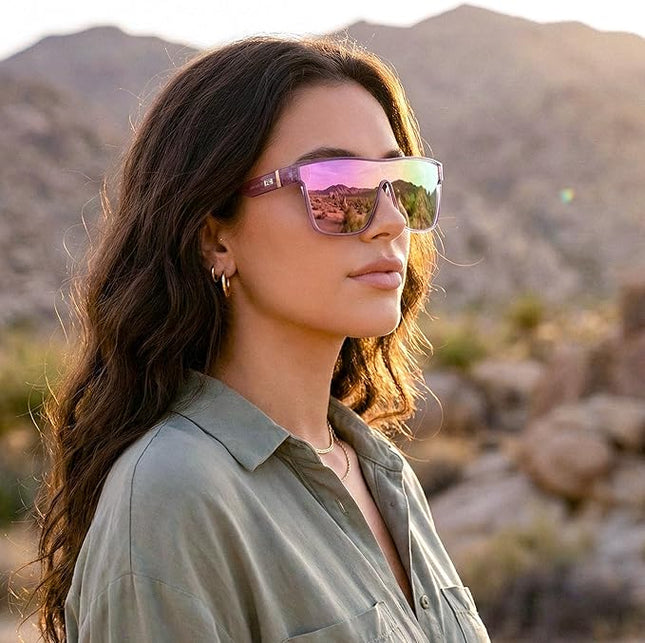 FEISEDY Sunglasses for Women Men, Fashion Mirrored Single Lens, Driving Beach Sunnies UV400 Shades B2996