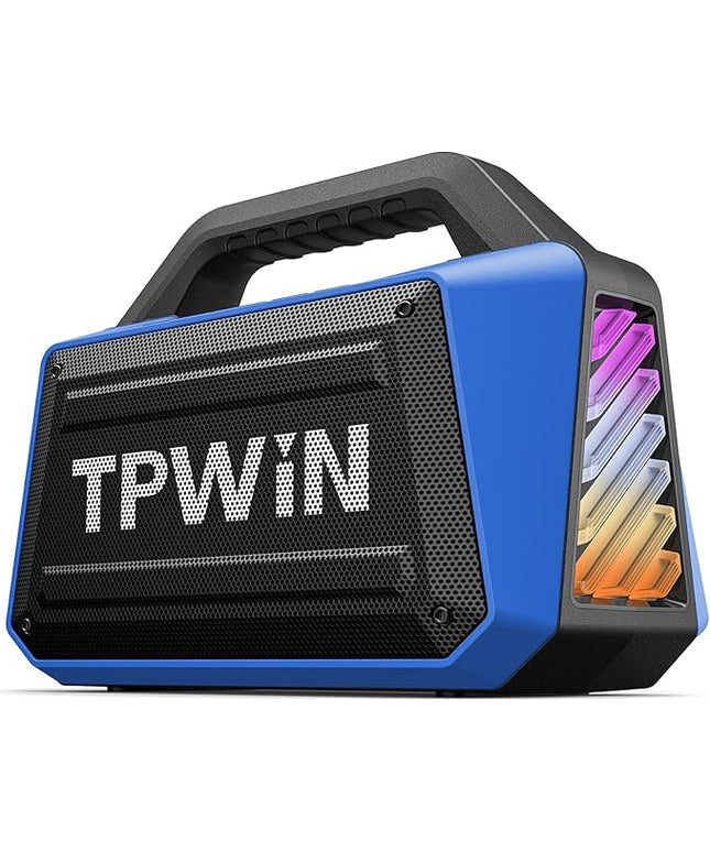 Portable Bluetooth Speakers Loud - Wireless Speaker 80W Peak, Light Show, 20H Playtime, Strong Bass, BT 5.3, TWS, IPX6 Waterproof for Outdoor Travel Beach Camping - Blue