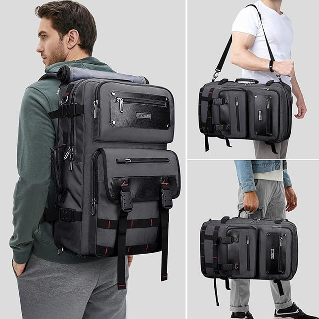 WITZMAN Carry On Travel Backpack for Men Duffle Bags Fit 17 Inch Laptop Airline Approved Laptop Backpack(B685 Silvery Grey)