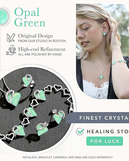 Leafael Infinity Love Heart Link Bracelets, Birthstone or Healing Stone Crystal Bracelet for Women, Silver Tone Jewelry Gifts for Her, 7-inch Chain and 2-inch Extender