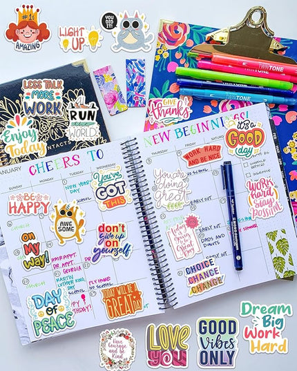 300 PCS Motivational & Positive Affirmation Sticker Pack – Inspirational Vinyl Quote Stickers for Teens, Adults & Teachers | Waterproof Decals for Water Bottles, Laptops, Journals & Scrapbooks
