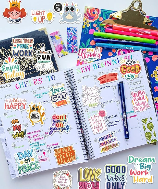 300 PCS Motivational & Positive Affirmation Sticker Pack – Inspirational Vinyl Quote Stickers for Teens, Adults & Teachers | Waterproof Decals for Water Bottles, Laptops, Journals & Scrapbooks
