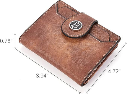 BOSTANTEN Women Leather Wallet RFID Blocking Small Bifold Zipper Pocket Wallet Card Case Purse with ID Window