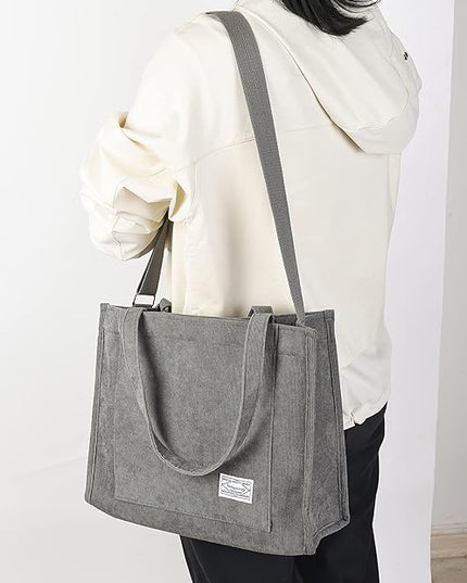 Valleycomfy Corduroy Tote Bag for Women Travel Crossbody Bag Purse Women Shoulder Bags Work Handbags Everyday Hobo Bag