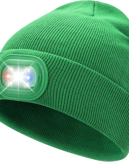 AOPREL Beanie with The Light, Unisex USB Rechargeable Headlamp Winter Knitted Cap for Men Dad Husband
