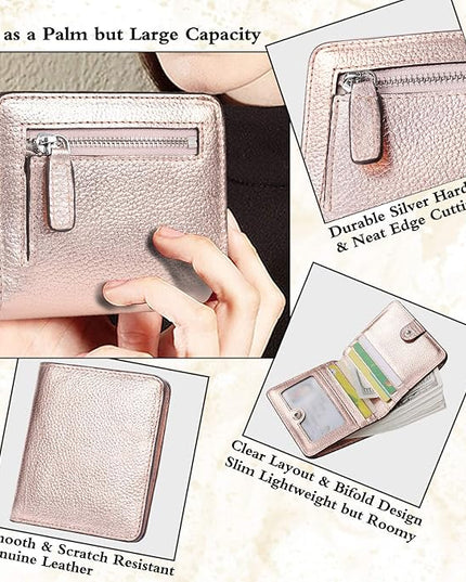 AINIMOER Small Leather Wallet for Women, Ladies Credit Card Holder RFID Blocking Women's Mini Bifold Pocket Purse