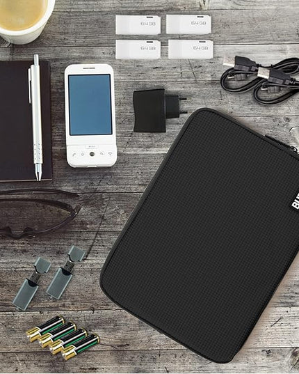 BUBM Double Layer Electronic Accessories Organizer, Travel Gadget Bag for Cables, USB Flash Drive, Plug and More, Perfect Size Fits for iPad Mini (Medium, Black)