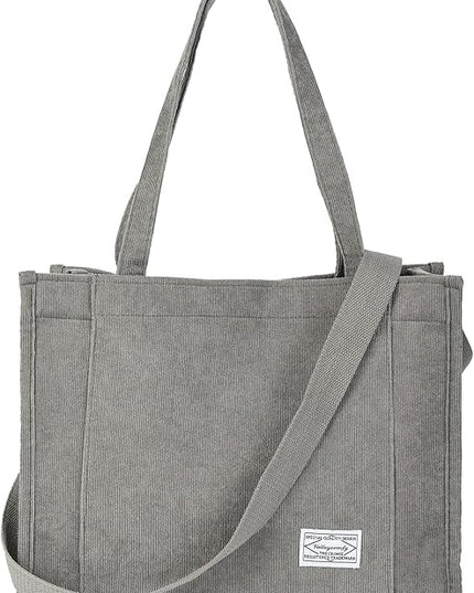 Valleycomfy Corduroy Tote Bag for Women Travel Crossbody Bag Purse Women Shoulder Bags Work Handbags Everyday Hobo Bag
