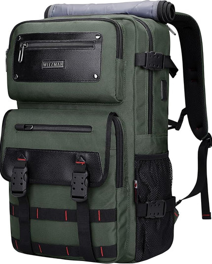 WITZMAN Carry On Travel Backpack for Men Duffle Bags Fit 17 Inch Laptop Airline Approved Laptop Backpack(B685 Army Green)