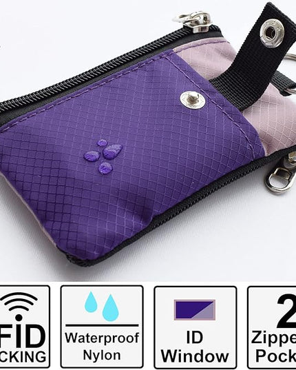 Minimalist RFID Blocking Small Wallet with ID Window,WaterResistant Zip Id Case Wallet with Lanyard Keychain for Cards,Cash,Travel,Women,Men