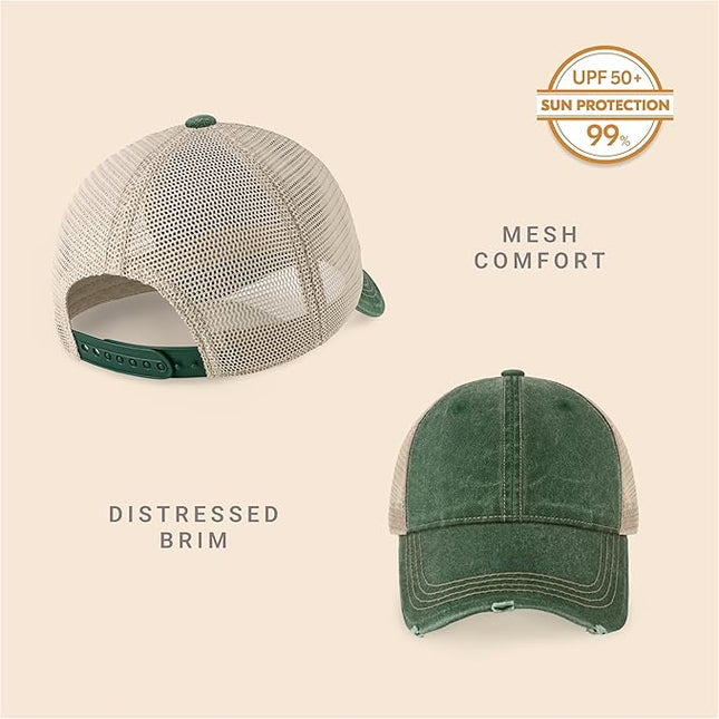 CHOK.LIDS Everyday Premium Washed Trucker Hat Unstructured Distressed Pigment Dyed Cap Adjustable Outdoor Headwear