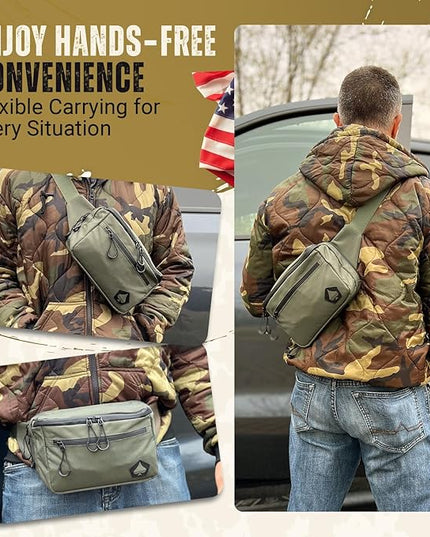 HighSpeedDaddy Carry Fanny Pack - 500D Water-Resistant Nylon, Quick Access CCW Pocket, YKK AquaGuard Zippers, EDC Bag with Adjustable Waist (upto 49"), Everyday Carry for Men & Women - Brown