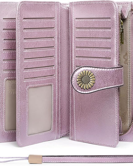 SENDEFN Wallets for Women Leather Credit Card Holder with RFID Blocking Large Capacity Wristlet | with RFID Blocking, Large Capacity, Wristlet, with RFID Blocking, Large Capacity, Wristlet