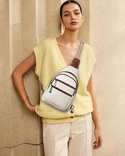 Sling Bag for Women Crossbody Bags Fanny Pack Sling Purse Backpack Vegan Leather Shoulder Bag Travel Anti Theft Beige