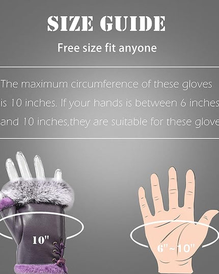 Cute Winter Gloves - Fuzzy Furry Faux Fur Lined, Warm Hands Warmer for Women