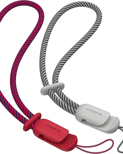 SURPHY 2 Pack Phone Lanyard for Cellphone Case, Phone Wrist Strap for Case, Cellphone Strap with 2-Color Braided, Charm Wrist Lanyard for Women and Men, Red & Gray
