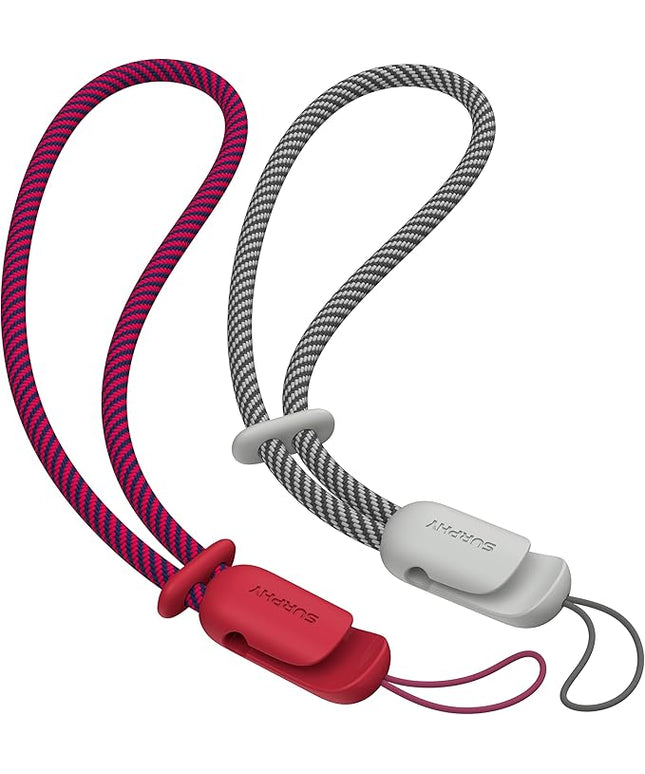 SURPHY 2 Pack Phone Lanyard for Cellphone Case, Phone Wrist Strap for Case, Cellphone Strap with 2-Color Braided, Charm Wrist Lanyard for Women and Men, Red & Gray