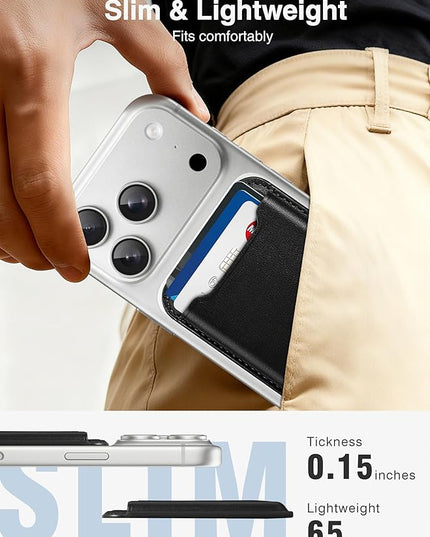 TopMade for Magsafe Wallet, Strongest Magnetic Card Holder for iPhone 17/17 Pro, iPhone 16/15/14/13/12 Series, Leather Magnetic Phone Wallet with Powerful Magnet, RFID Blocking, Fit 4 Cards, Black